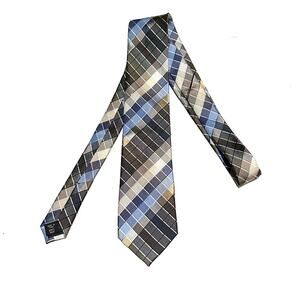 Kenneth Cole Reaction Blue Argyle Plaid Necktie Men's Regular